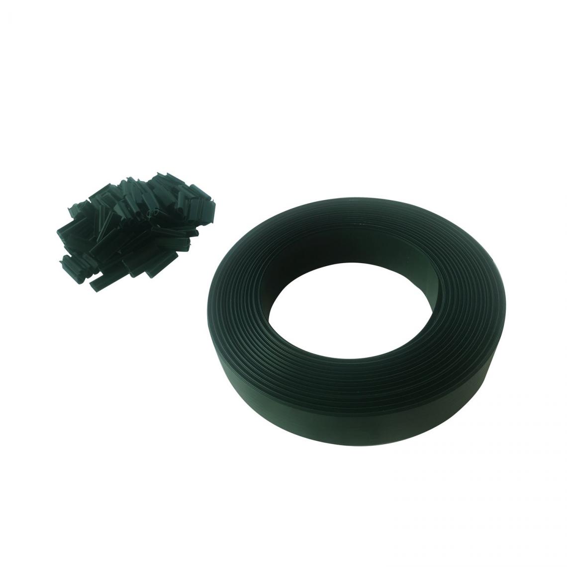 Toilinux - Kit de lamelle occultante PVC avec clip de fixation de 50 m pour grillage rigides - Vert - Claustras