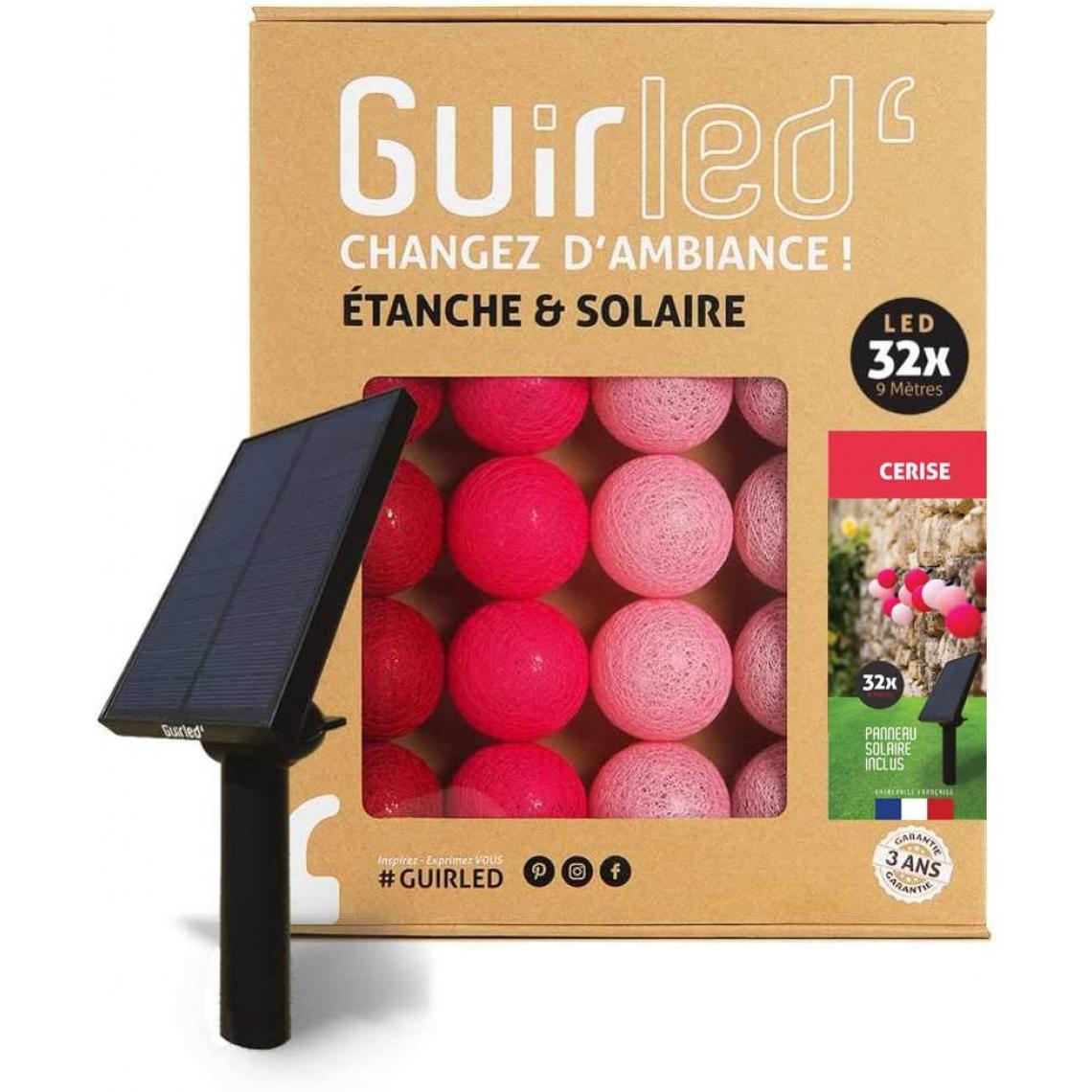 Guirled - Guirlande boule lumineuse 32 LED Outdoor - Cerise - Eclairage solaire