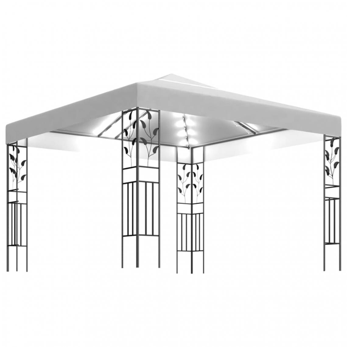 Vidaxl - vidaXL Tonnelle avec guirlande lumineuse 3x3 m Blanc 180 g/m² - Abris de jardin en bois