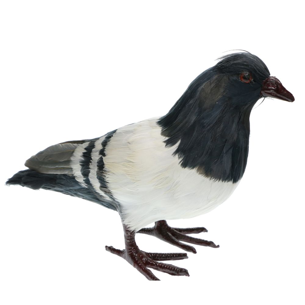 marque generique - artificiel à plumes pigeon oiseau yard figurine décor oiseau # 2 gris debout - Petite déco d'exterieur