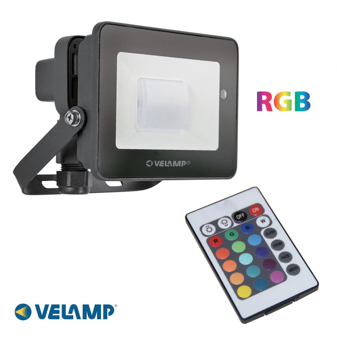 Velamp - PADLIGHT-RGB : projecteur LED SMD 20W RGB avec télécommande - Spot, projecteur