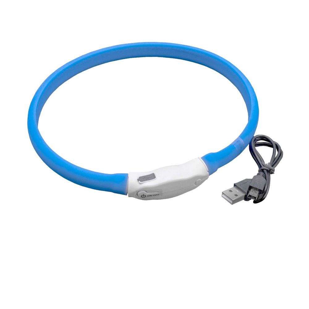 Vhbw - vhbw Collier lumineux LED pour chien, bleu, 50cm, 3 modes d'éclairage, USB rechargeable - Collier pour chien