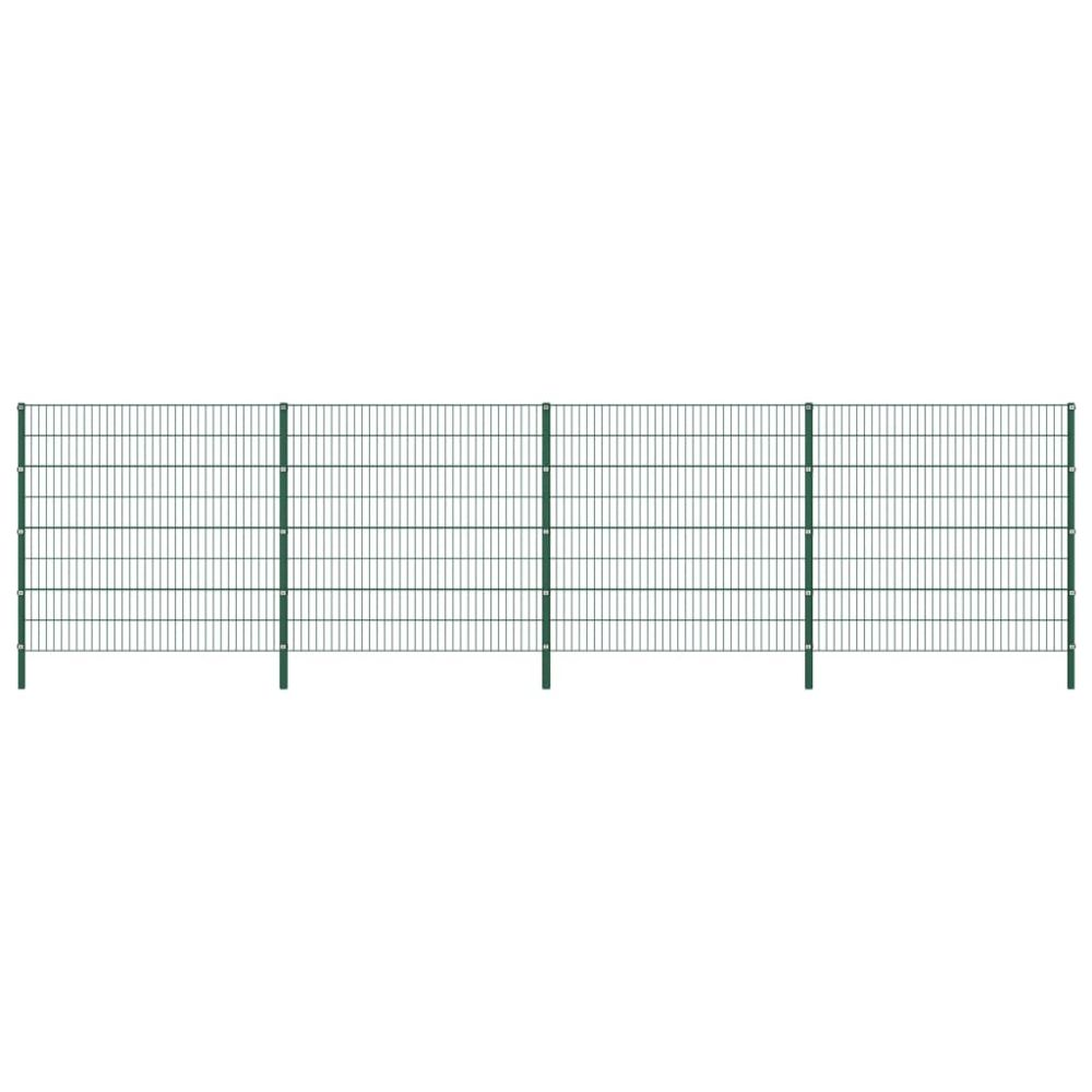 Vidaxl - vidaXL Panneau de clôture avec poteaux Fer 6,8 x 1,6 m Vert - Clôture en fer