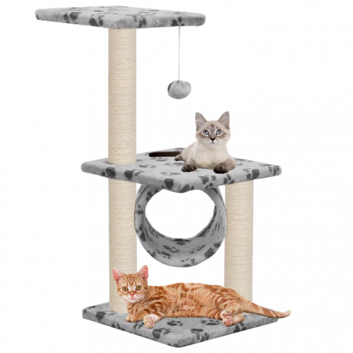 Icaverne - Distingué Accessoires pour chats serie Port-d’Espagne Arbre à chat avec griffoirs en sisal 65 cm Gris Motif de pattes - Arbre à chat