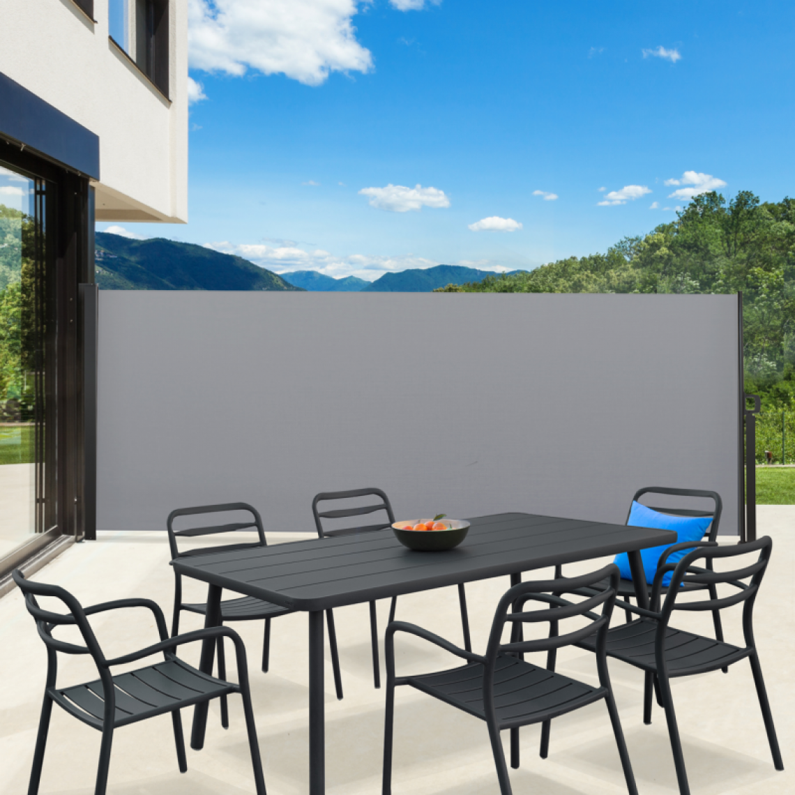 Idmarket - Paravent extérieur rétractable 400 x 160 cm gris clair store latéral - Panneaux et treillis