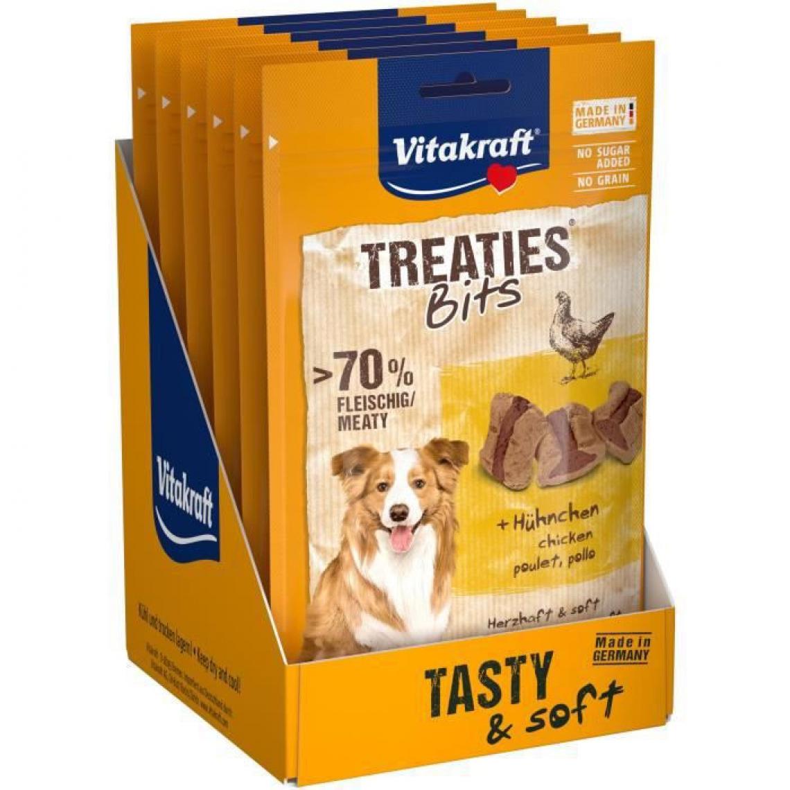 Vitakraft - VITAKRAFT Treaties Bits Friandise pour chien au Poulet - Lot de 6 sachets de 120g - Croquettes pour chien