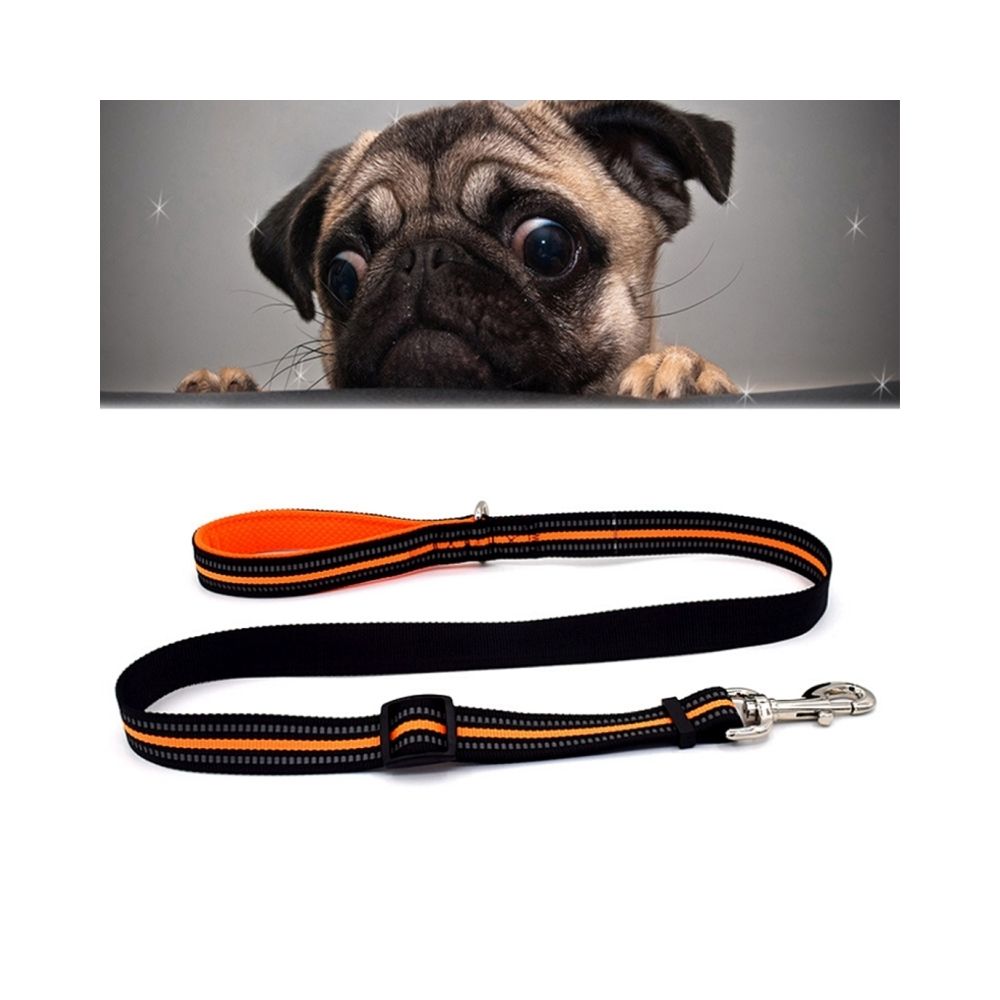 Wewoo - Laisse en nylon de traction Orange de chien de nuit respirable réfléchissante de chiens de chien, taille: M, réglable Gamme: 2.5 * 100-140cm - Laisse pour chien