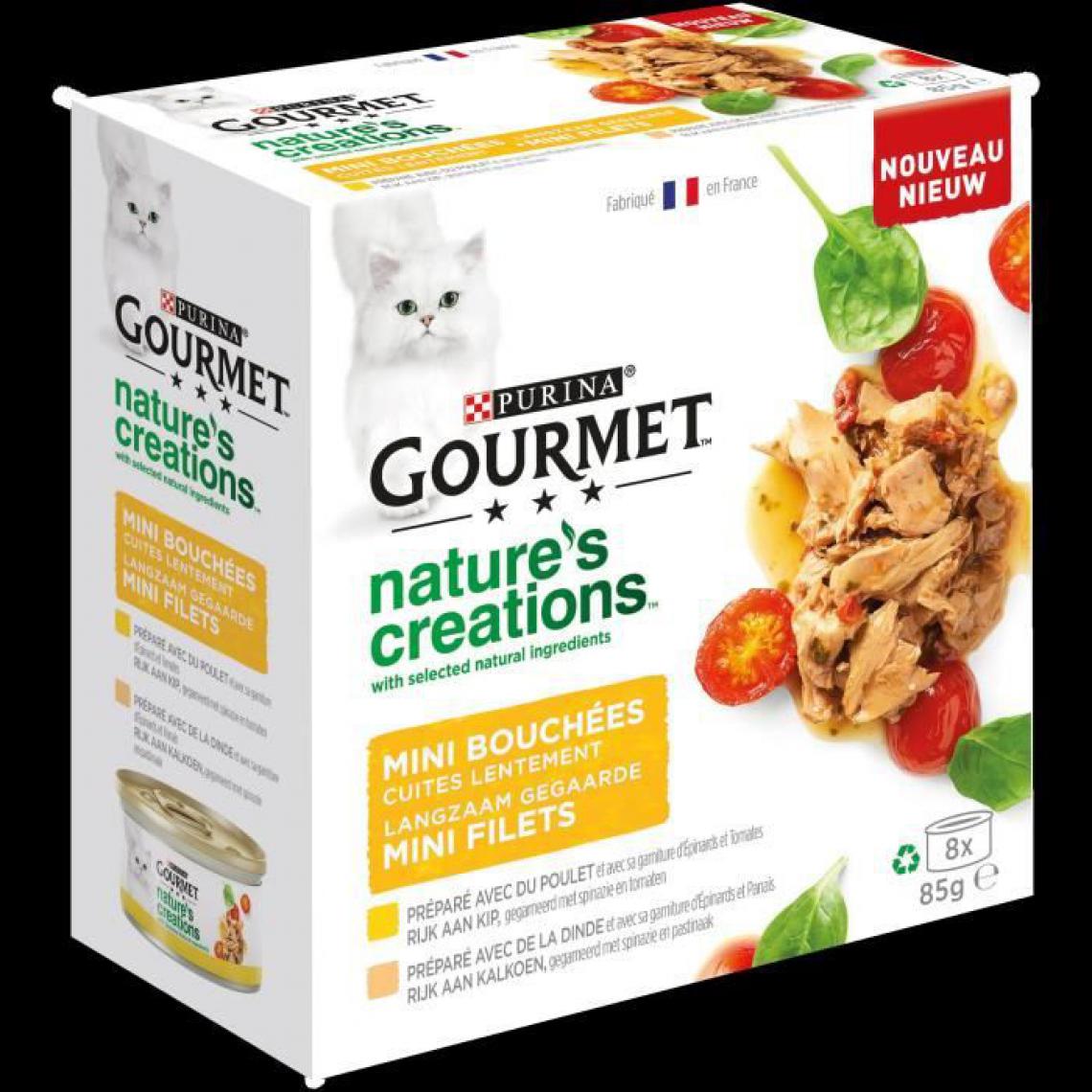 Gourmet - Mini bouchées - Poulet et dinde - 8 x 85 g - Alimentation humide pour chat