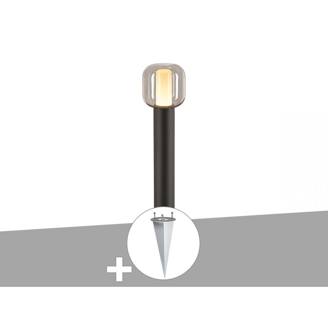 Slv - Borne extérieure anthracite OVALISK 75 avec LED avec piquet d'ancrage gris - Lampadaire