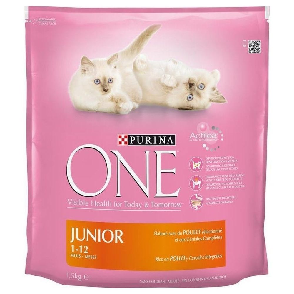 Purina One - PURINA ONE Junior - Croquettes au poulet et aux céréales completes - Pour chaton de 1 a 12 mois - 1,5 kg - Croquettes pour chat