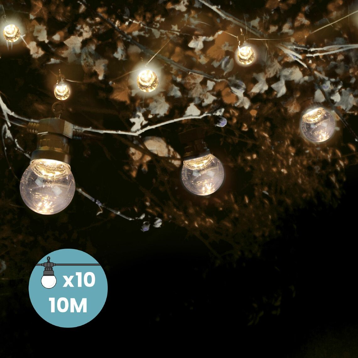 Skylantern - Guirlande Guinguette 10M Transparente LED - Lampadaire