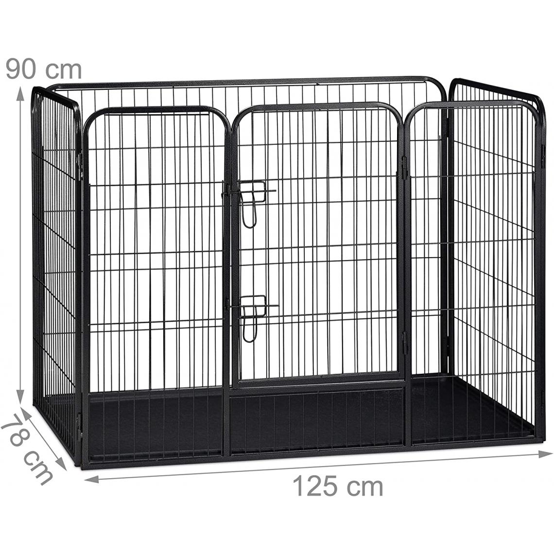 Helloshop26 - Enclos cage pour chien avec sol 90 x 125 x 78 cm noir 13_0000965 - Equipement de transport pour chat