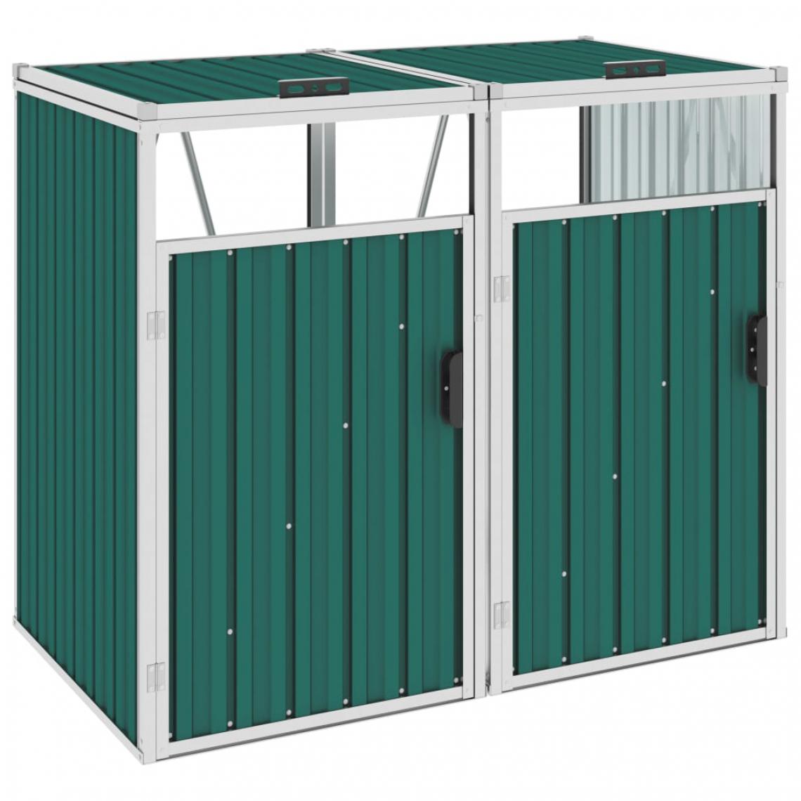 Icaverne - sublime Accessoires pour conteneurs à déchets collection Tarawa-Sud Abri de poubelle double Vert 143x81x121 cm Acier - Abris de jardin en bois