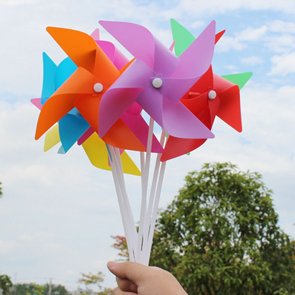 marque generique - 100pcs 3d fleur moulin à vent auto-assemblage décor de jardin enfant en plein air jouet orange - Petite déco d'exterieur