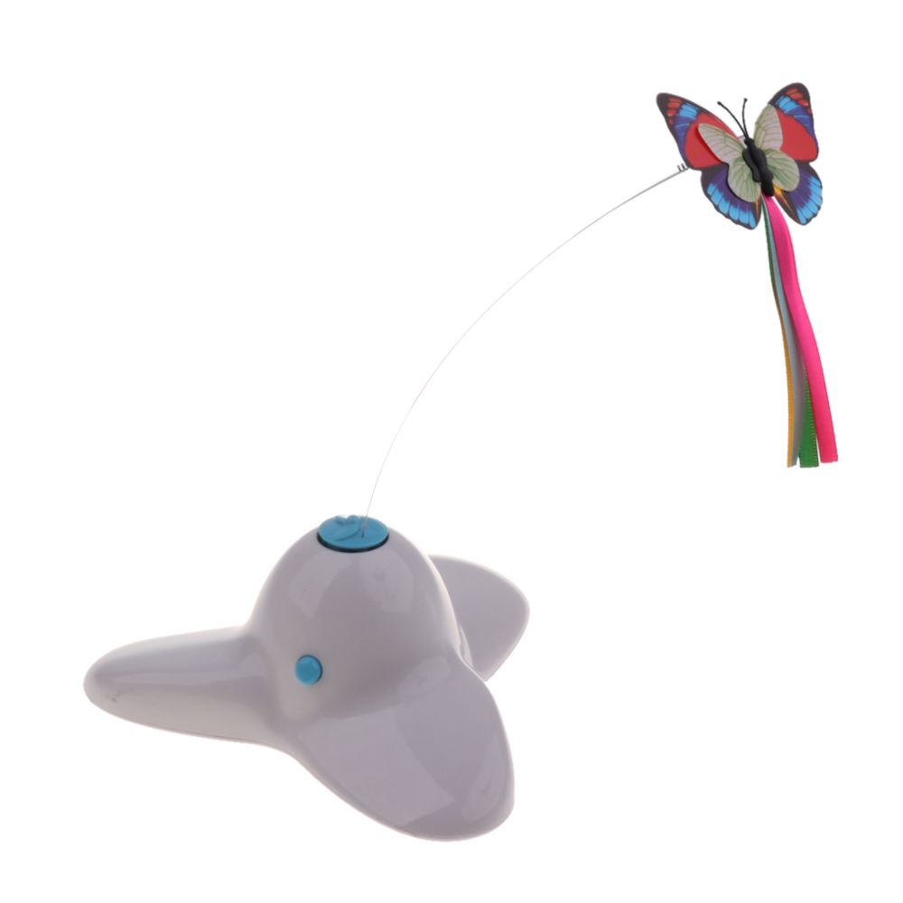 marque generique - animaux chat jouets électrique tournant papillon tige chaton teaser jouer jouet blanc - Jouet pour chien