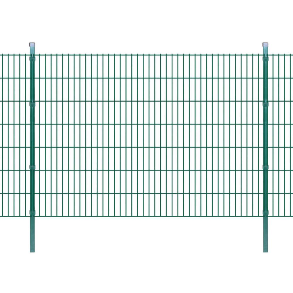 Vidaxl - vidaXL Panneau de clôture 2D jardin avec poteaux 2008x1430mm 2m Vert - Panneaux et treillis