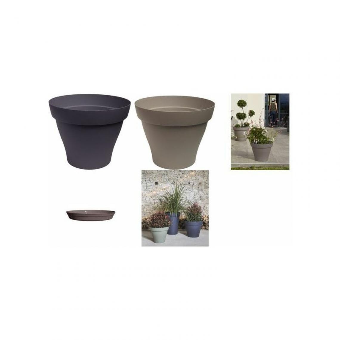 Poetic - Poétic Pot de fleurs ROMEO, rond, diamètre 400 mm, taupe () - Poterie, bac à fleurs