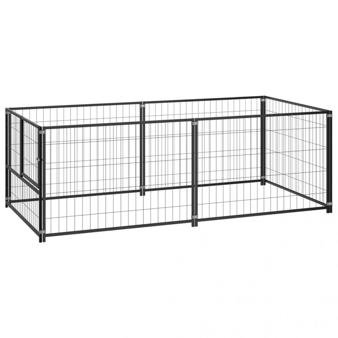 Helloshop26 - Chenil extérieur cage enclos parc animaux chien noir 200 x 100 x 70 cm acier 02_0000508 - Clôture pour chien