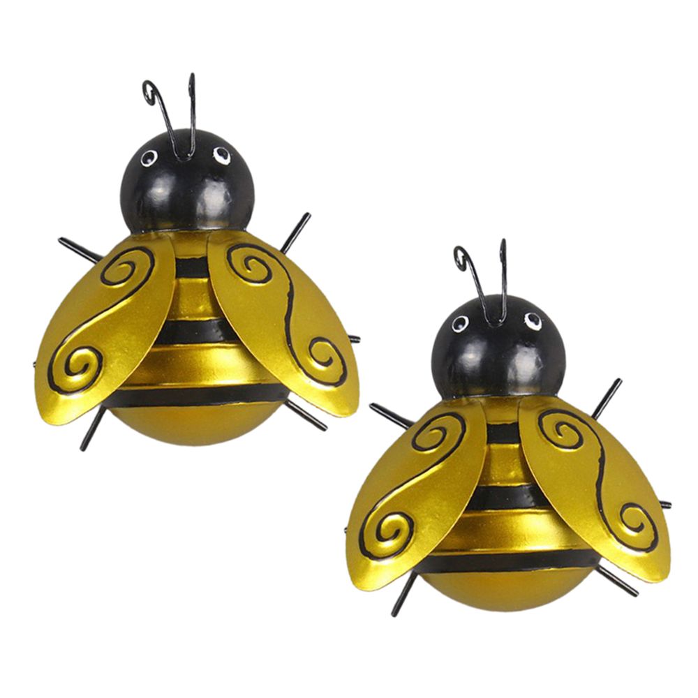 marque generique - 2x Honey Bee Metal Craft Hanging Sculpture Wall Art Garden Decor Bugs Large - Petite déco d'exterieur