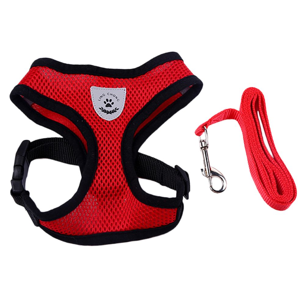 marque generique - Mesh tissu chien chiot gilet harnais chiot formation collier rouge - L - Equipement de transport pour rongeur
