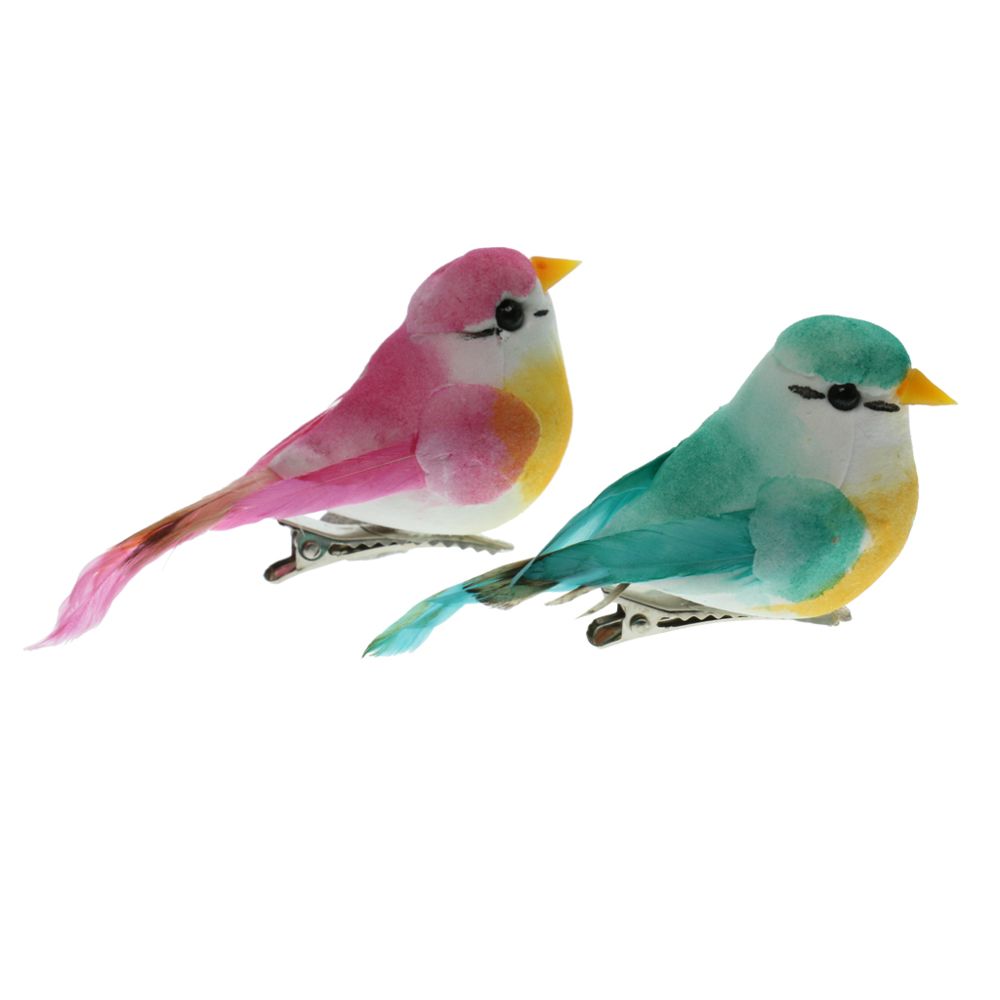 marque generique - 2pcs oiseau artificiel plume mousse simulation oiseau décoration avec clip - Petite déco d'exterieur