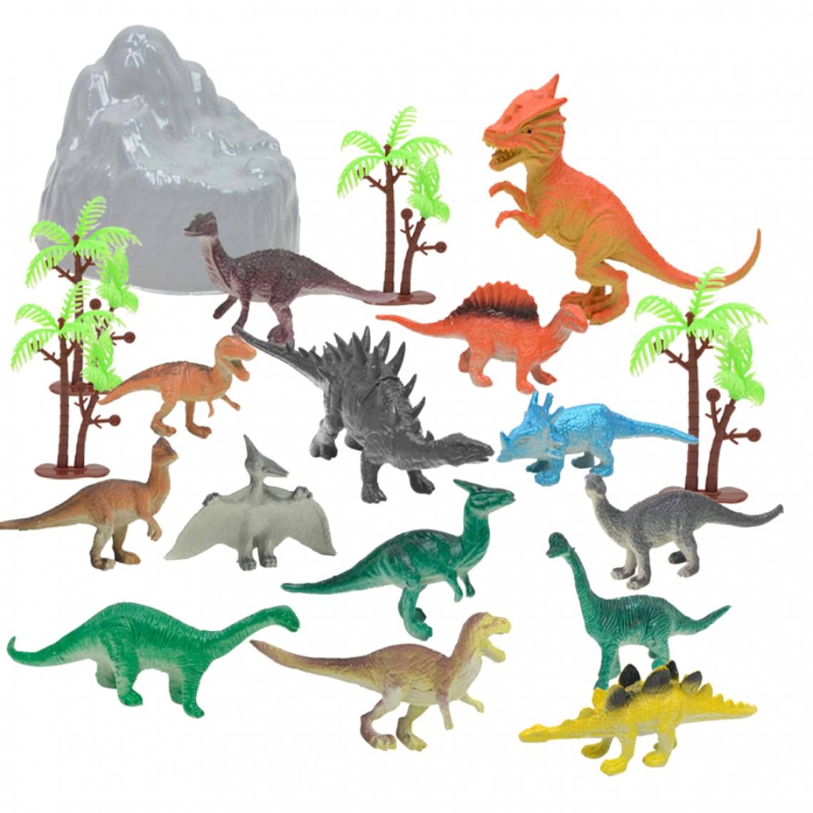 marque generique - Lot de 19pcs Dinosaure Jurassique Arbre Rocaille en Plastique Jouets Enfants Décorations Maison Bureau - Jouet pour chien