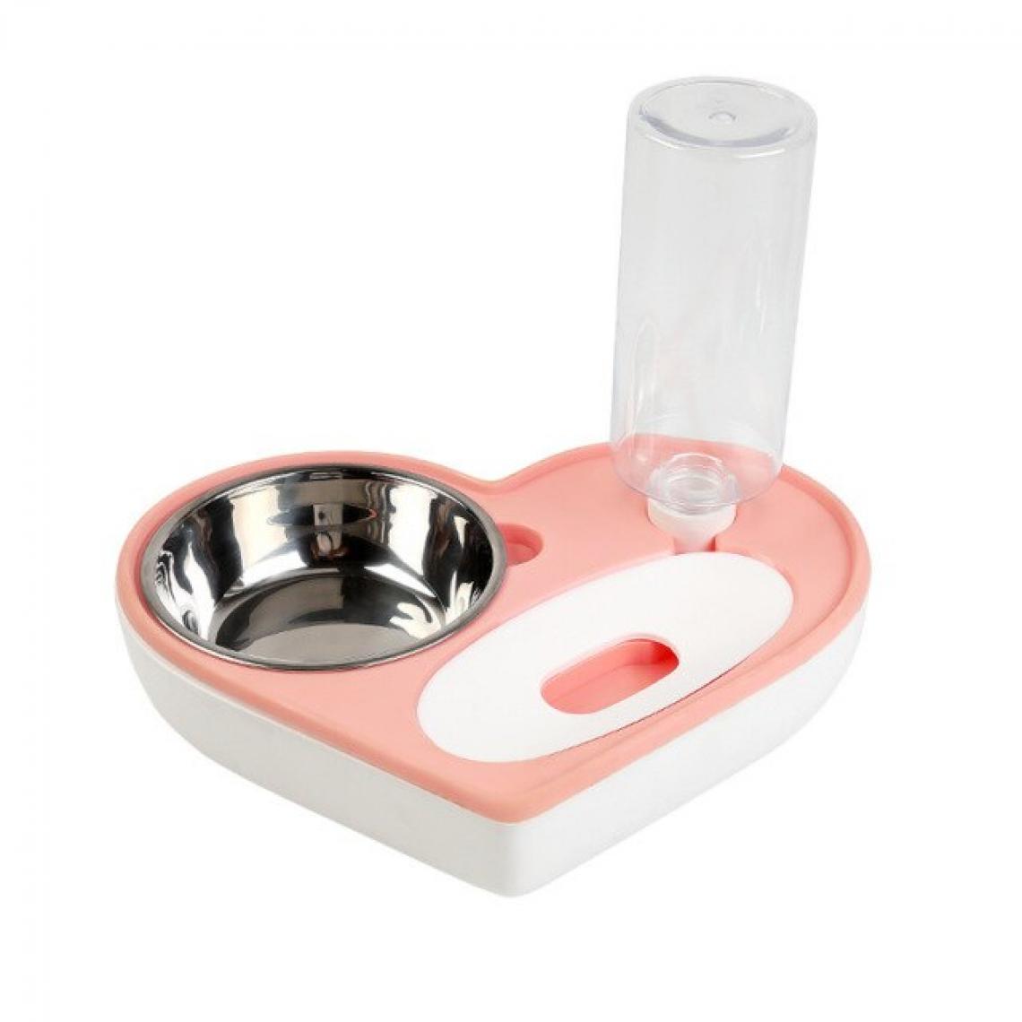 Universal - Fontaine à eau automatique en forme de cœur pour animaux domestiques, bol à double usage pour chiens avec bouche mouillée, petits et moyens éleveurs de chats et de chiens |(Rose) - Gamelle pour chat