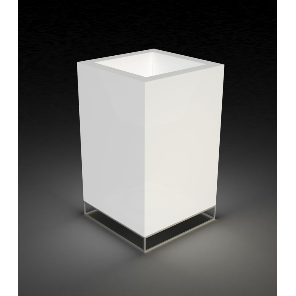 Vondom - Pot de fleurs VELA High Cube Nano - blanc glace (transparent) - éclairé - Poterie, bac à fleurs
