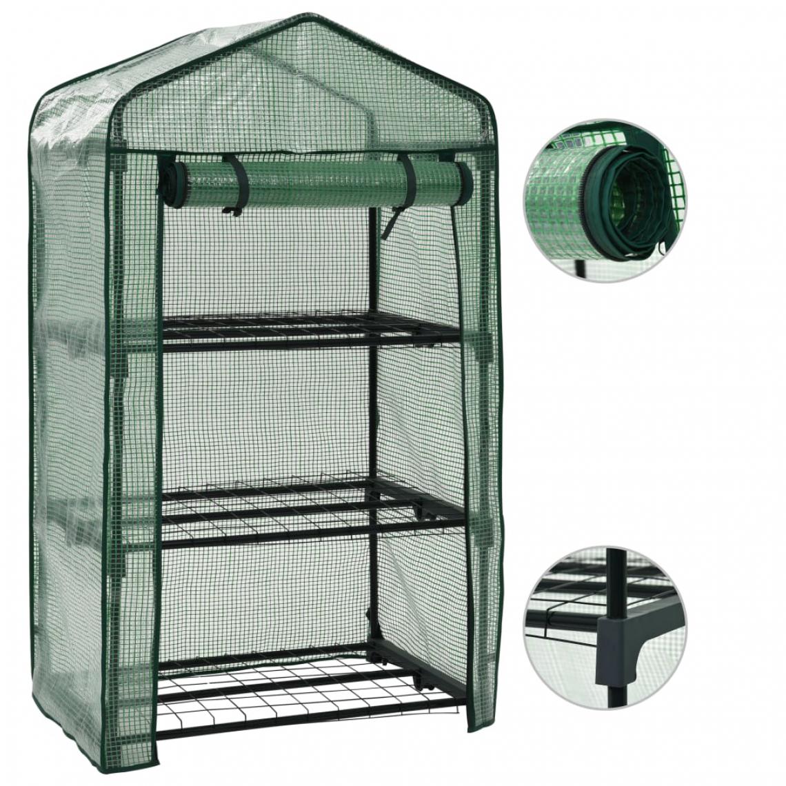 Icaverne - Inedit Jardinage collection Dodoma Mini-serre à 3 niveaux 69x49x125 cm - Serres en verre