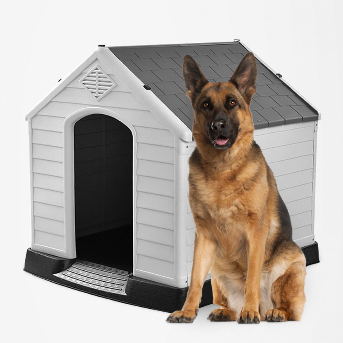 Bella Pet - Niche en plastique intérieur et extérieur pour chiens de taille moyenne à grande Rock - Niche pour chien
