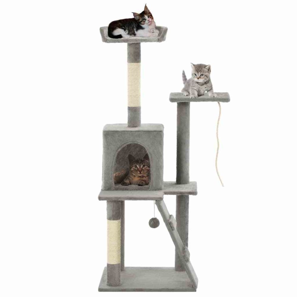 marque generique - Distingué Accessoires pour chats reference Canberra Arbre à chat avec griffoirs en sisal 120 cm Gris - Arbre à chat