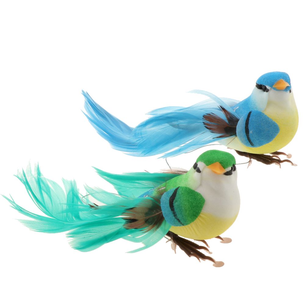 marque generique - 2pcs oiseaux artificiels plume mousse simulation oiseaux décor à la maison avec clip - Petite déco d'exterieur