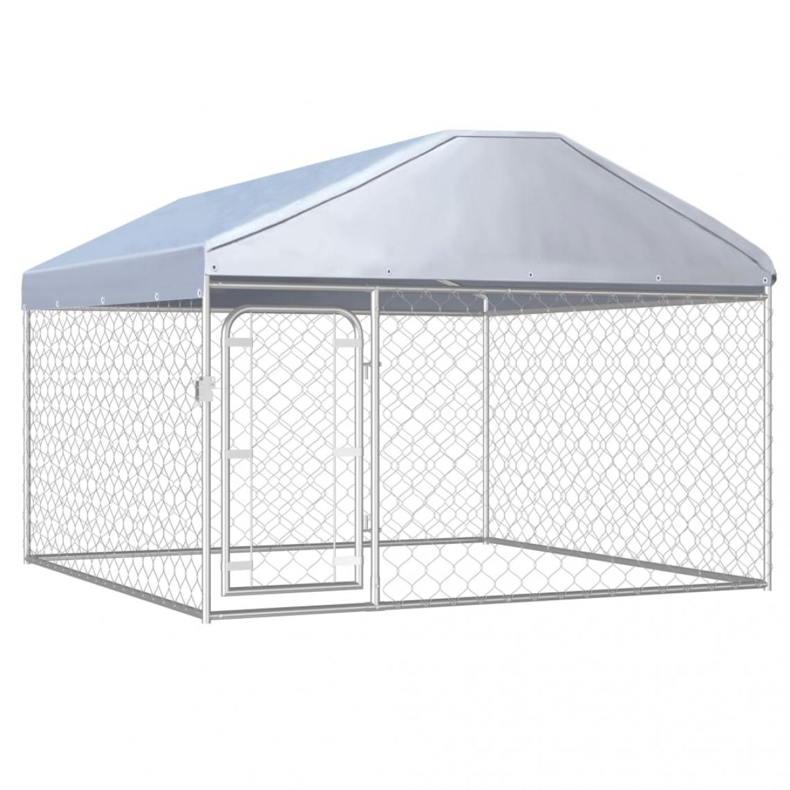 Helloshop26 - Chenil extérieur cage enclos parc animaux chien extérieur avec toit pour chiens 200 x 200 x 135 cm 02_0000452 - Clôture pour chien