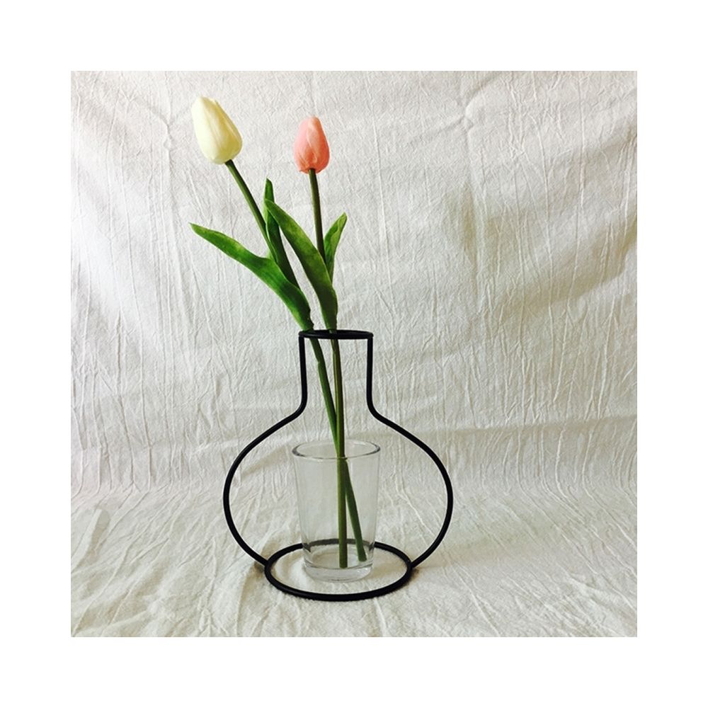 Wewoo - Décoration Jardin café Titulaire d'usine de cadre de vase de fleur de fer noir, décorer la maison de d'intérieur, taille: 15cm x 17cm - Poterie, bac à fleurs