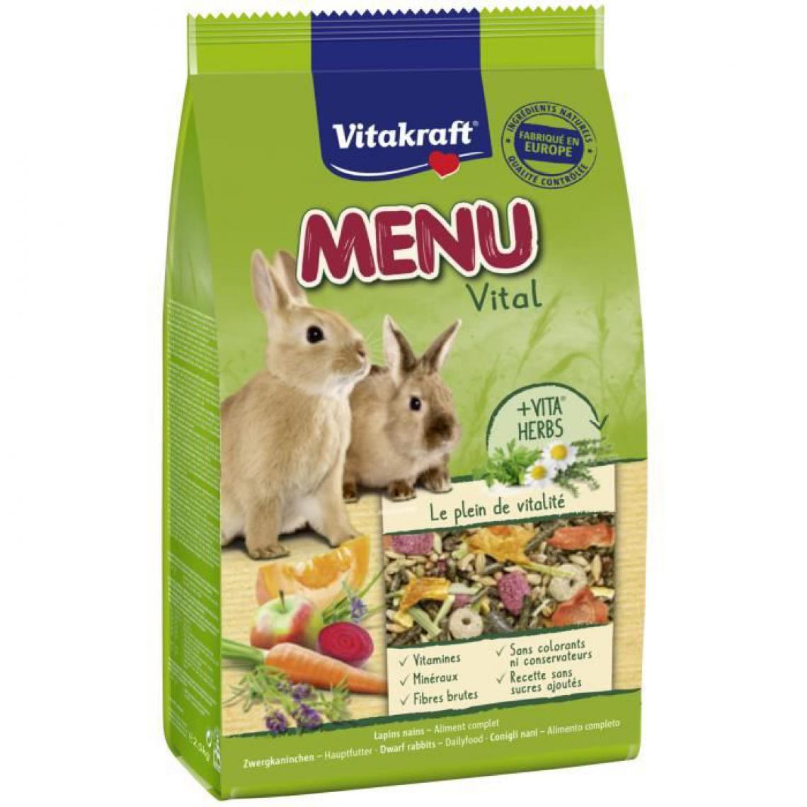 Vitakraft - VITAKRAFT Menu Alimentation complète pour Lapins Nains - Lot de 4x2,5kg - Alimentation rongeur
