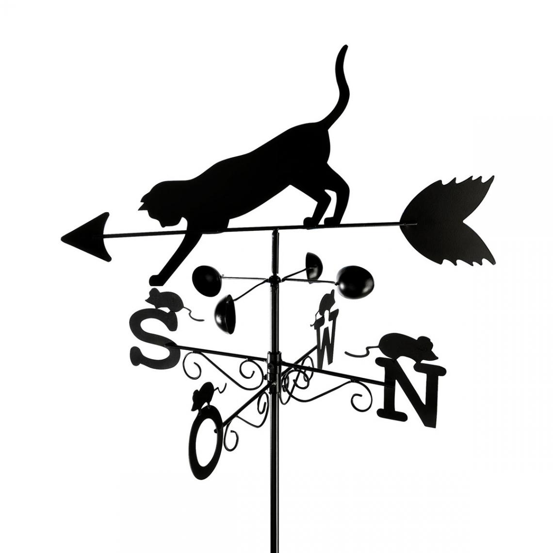 Cemonjardin - Girouette chat en métal - Wenko - Petite déco d'exterieur