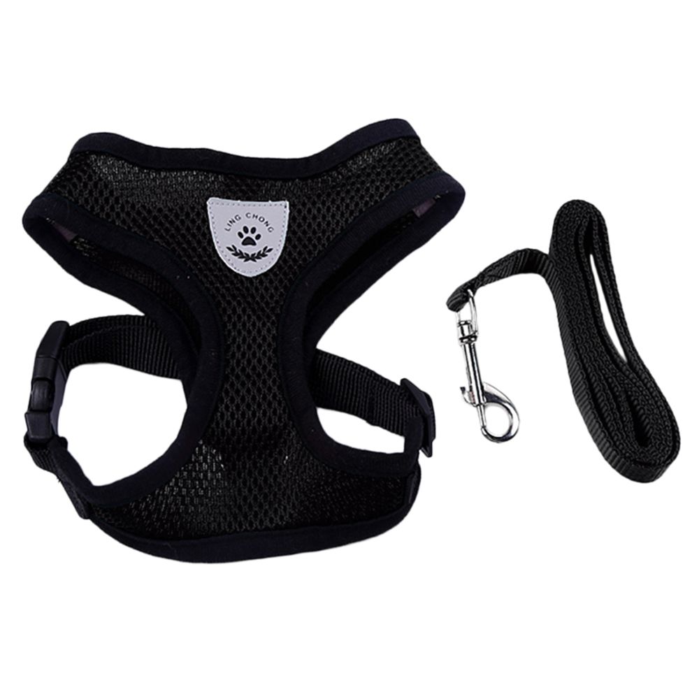 marque generique - Mesh tissu chien harnais gilet harnais chiot formation collier noir - L - Equipement de transport pour rongeur