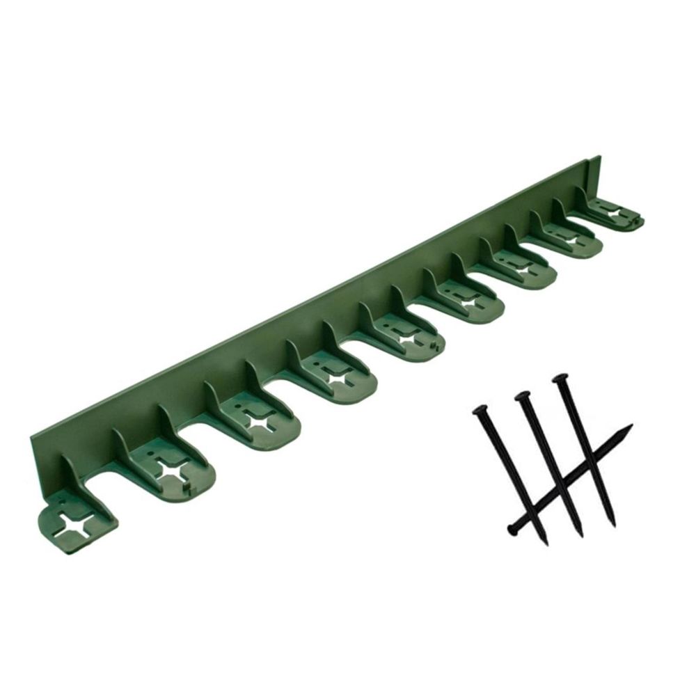 Stella Green - Lot de 4 bordures élastiques Stella 80 x 4,5 cm en vert + 12 ancrages - Bordurette