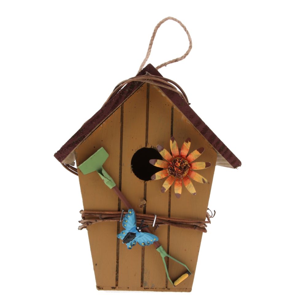 marque generique - Maisons de campagne en bois Bird House Hanging Birdhouse Condo Garden Decor C - Nichoir pour oiseaux du ciel