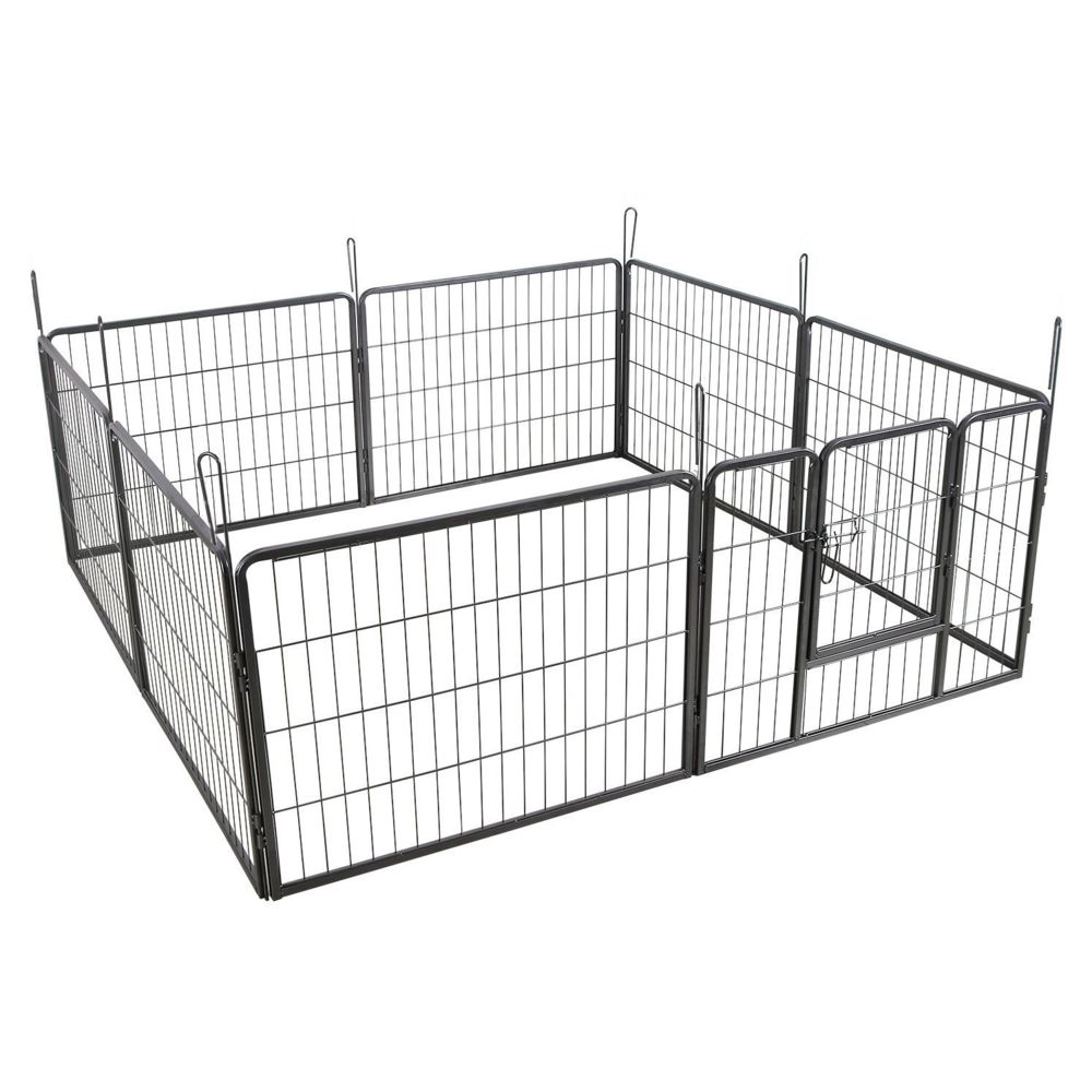 Helloshop26 - Parc enclos cage pour chiens chiots animaux de compagnie 163 x 163 cm gris 3712018 - Clôture pour chien