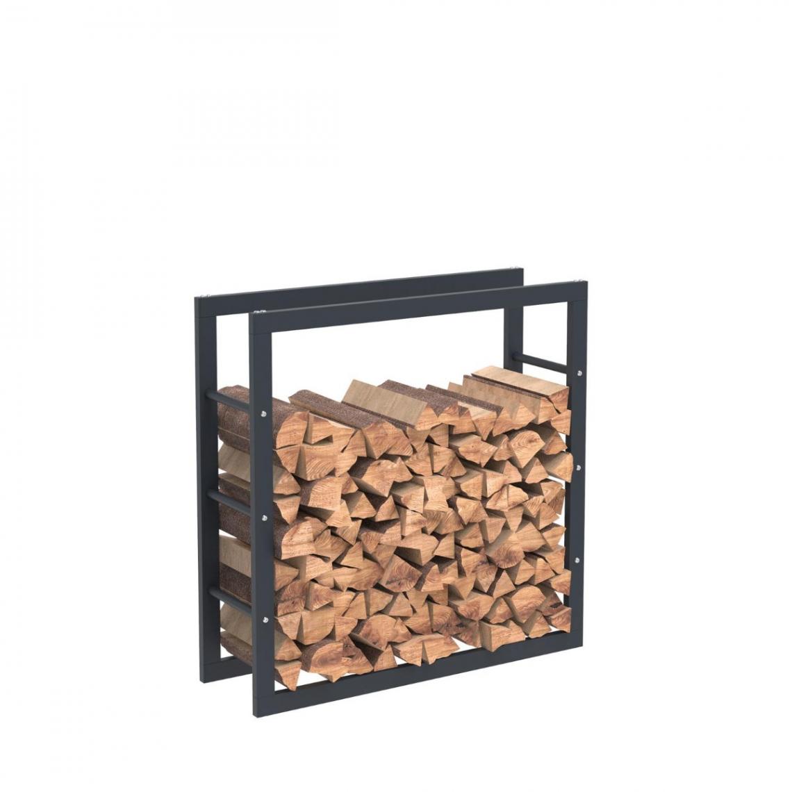 Bcelec - HHWPF0020 Rangement à bois en acier noir 80*80*25CM, rack pour bois de chauffage, range-bûches - Abris de jardin en bois