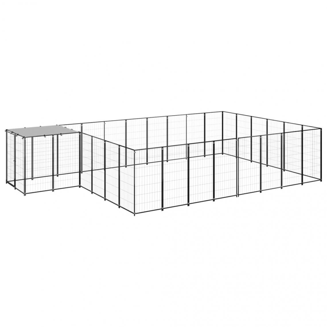 Helloshop26 - Chenil extérieur cage enclos parc animaux chien 15,73 m² 110 cm acier noir 02_0000497 - Clôture pour chien