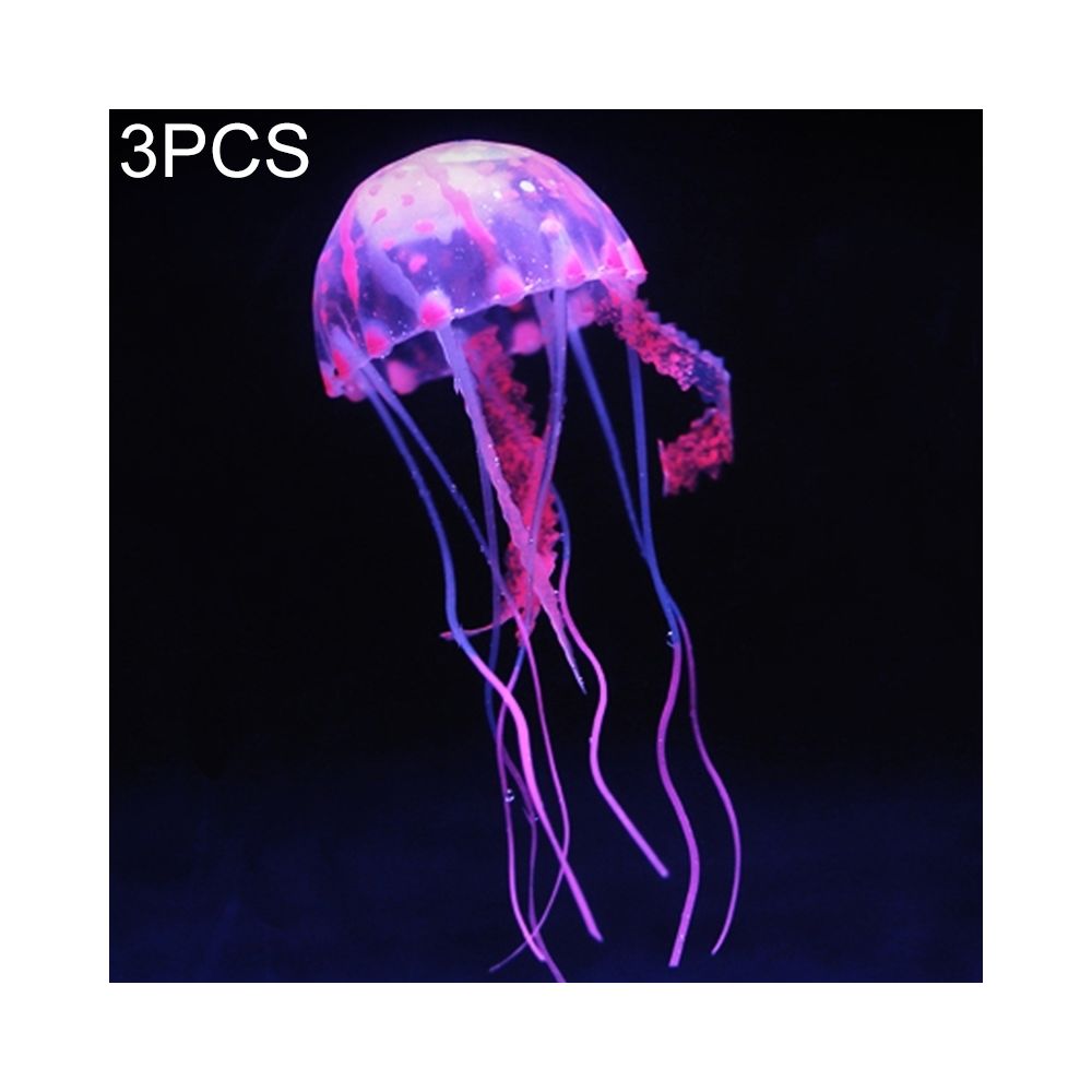 Wewoo - Décoration aquarium rose 3 PCS Articles Silicone Simulation Fluorescent Sucker Jellyfish, Taille: 10 * 23cm - Décoration aquarium