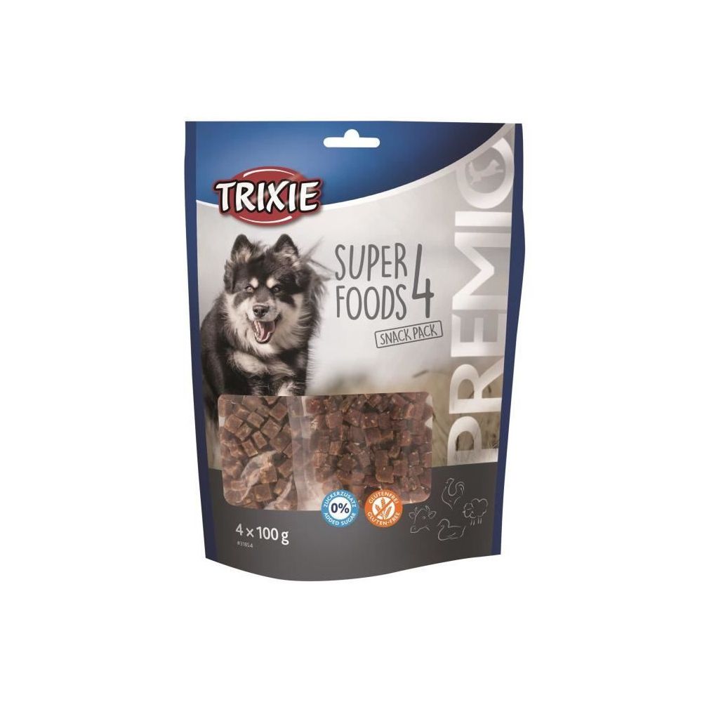 Trixie - TRIXIE PREMIO 4 Superfoods - Poulet, canard, boeuf, agneau - 4 x 100 g - Pour chien - Friandise pour chien
