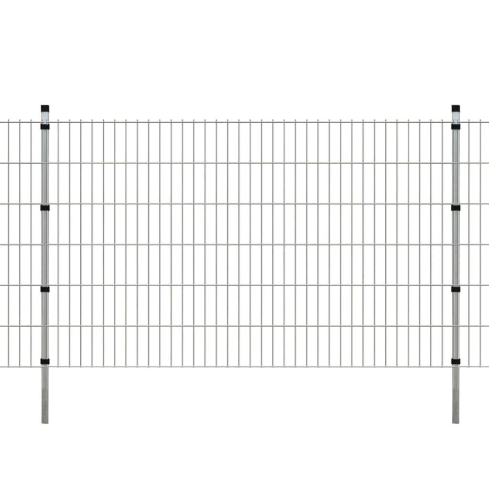 Vidaxl - vidaXL Panneau de clôture 2D de jardin+poteaux 2008x1230mm 2m Argenté - Panneaux et treillis