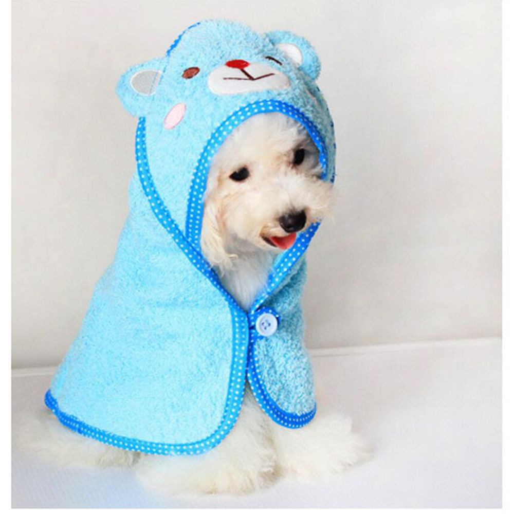 marque generique - Pet Chien Chat Ours Conception Chiot Serviette De Bain Peignoirs Pyjama Blanket S Bleu - Vêtement pour chien