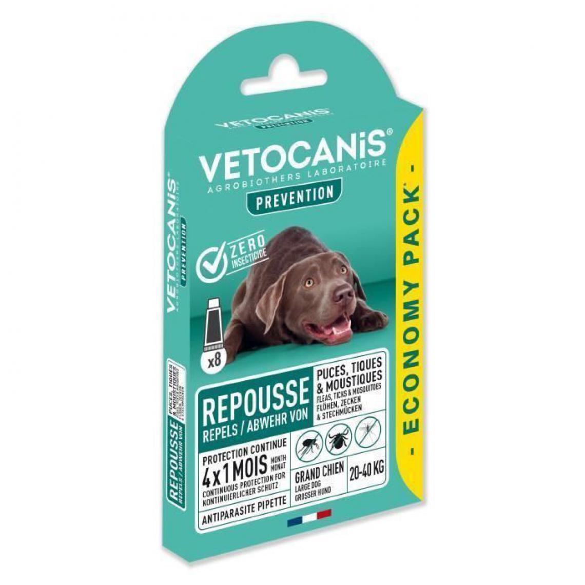 Vetocanis - VETOCANIS 8 Pipettes anti-puces et anti-tiques - Pour grand chien 20-40 kg - 4x 1 mois de protection - Anti-parasitaire pour chien