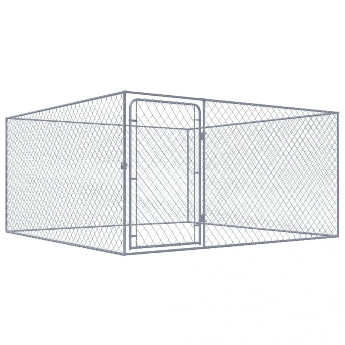 Helloshop26 - Chenil extérieur cage enclos parc animaux chien extérieur pour chiens acier galvanisé 2 x 2 x 1 m 02_0000471 - Clôture pour chien