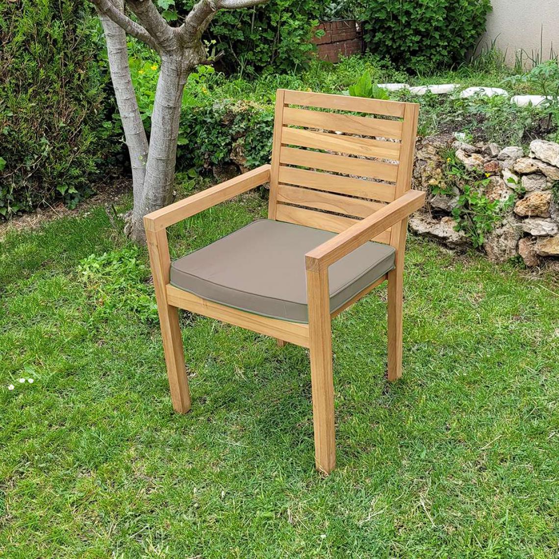 Teck'Attitude - Coussin taupe pour fauteuils fixes - Coussins, galettes de jardin