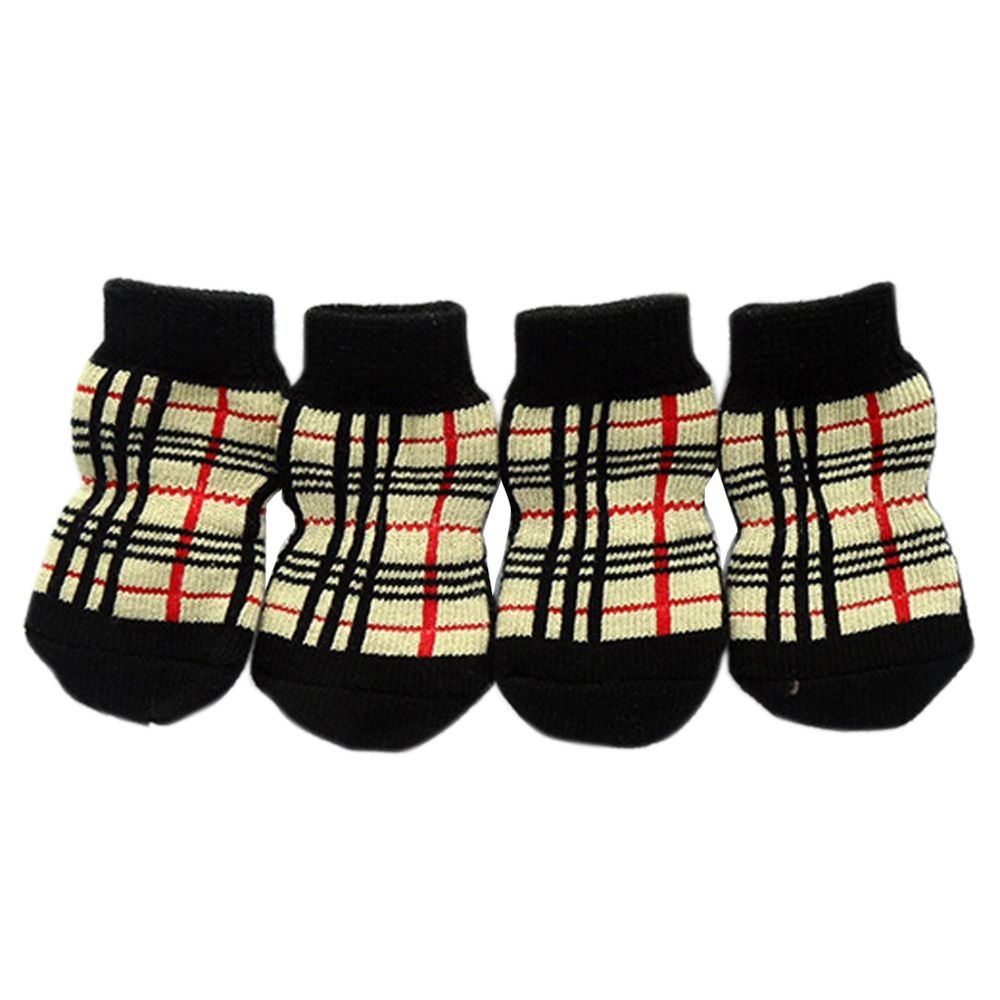 marque generique - 4pcs chien chaussettes antidérapant en tricot weave chat chiot bas intérieur chaussette m - Vêtement pour chien